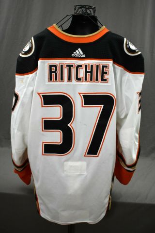 Nick Ritchie 37 Anaheim Ducks Game Worn Jersey W/ 25th Anniv Set Tag 2 Loa