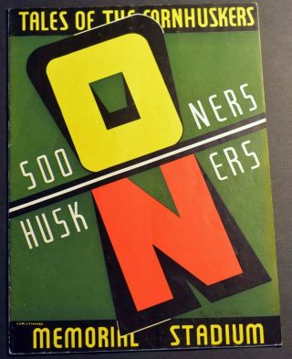 November 29 1941 Nebraska Cornhuskers Sooners Vintage Football Program Ex