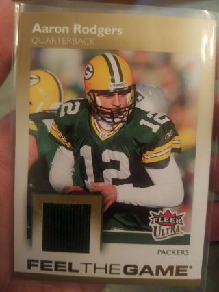 Aaron Rodgers 2007 Fleer Ultra Feel The Game Jersey Relic Materials Ftg - Ar