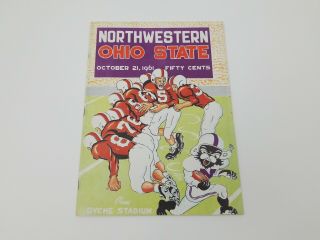 1961 Ohio State Vs Northwestern Football Program Oct 21 Woody Bo Ara Warfield