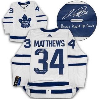Auston Matthews Maple Leafs Signed Adidas Authentic Jersey With Goals Record