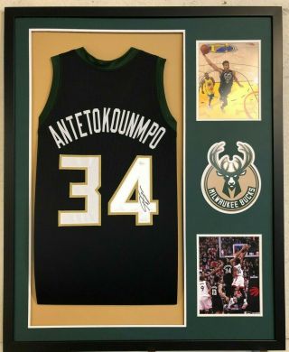 Framed Milwaukee Bucks Giannis Antetokounmpo Autographed Signed Jersey Jsa