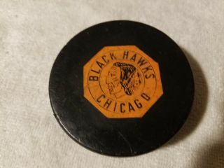58 - 62 Chicago Black Hawks Art Ross Tyer Official Game Hockey Puck
