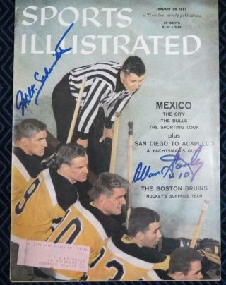 1957 Sports Illustrated Signed On Cover By Milt Schmidt / Allan Stanley Bruins