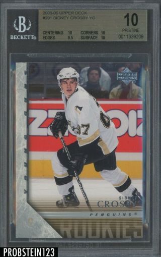 2005 - 06 Upper Deck Young Guns 201 Sidney Crosby Penguins Rc Bgs 10 Pristine