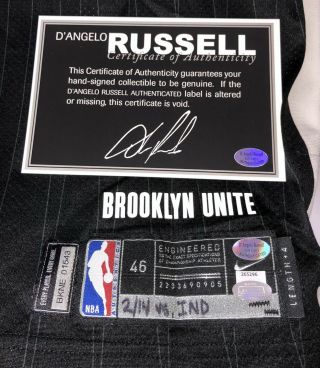 D’Angelo Russell Brooklyn Nets Signed Game Nike NBA City Jersey STEINER LOA 11