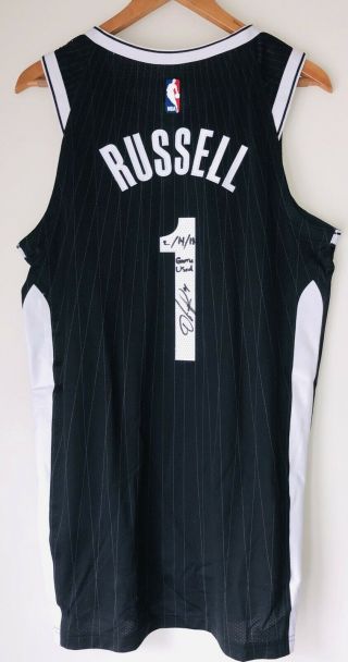 D’Angelo Russell Brooklyn Nets Signed Game Nike NBA City Jersey STEINER LOA 2