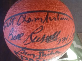 Nba Legends Mikan/chamberlain/russell/jabbar/erving Etc Signed Basketball Jsa