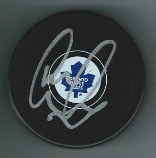 Leo Komarov Signed Toronto Maple Leafs Puck York Islanders