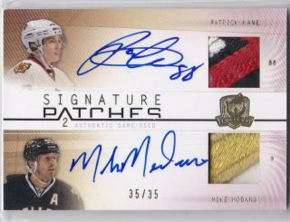 Patrick Kane & Mike Modano 2009 - 10 Upper Deck The Cup Dual Patch Auto 35/35