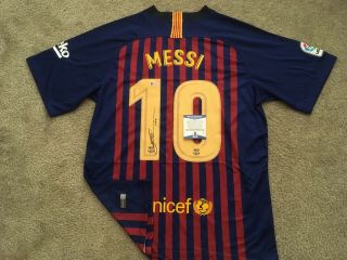 Barcelona Lionel Messi Signed Autographed Soccer Jersey Leo Beckett Bas