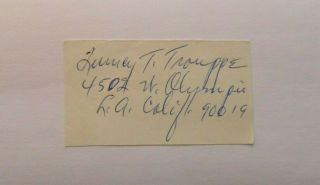 Quincy Trouppe 1940 - 50s Negro League,  Indians Cut Signature On Index Card