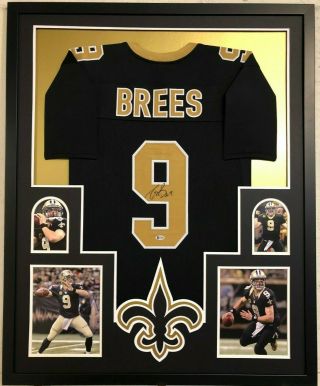 Framed Orleans Saints Drew Brees Autographed Signed Jersey Beckett
