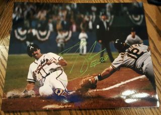 Crisp Authentic Autographed Braves Sid Bream " The Slide " 8x10 Photo Baseball
