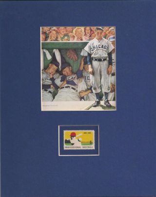 Norman Rockwell - The Dugout - Chicago Cubs - Frameable Postage Stamp Art - 0261