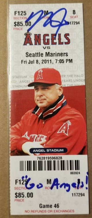 Mike Trout Custom Autographed Mlb Authenticated Debut Ticket