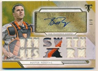 Buster Posey 2018 Topps Triple Threads Gold Autograph 4 Color Patch Auto Sp 6/9