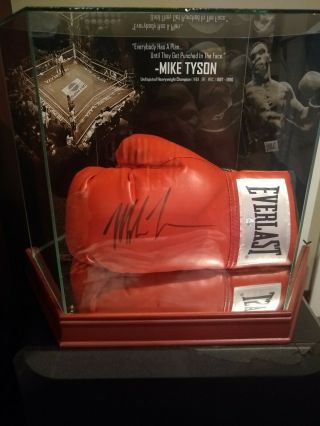 Mike Tyson Signed Glove With Authentic Steiner Glass Display Case