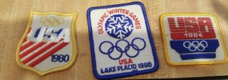 3 Usa Us Olympic Team Patches - 1980 - 1984 - Lake Placid