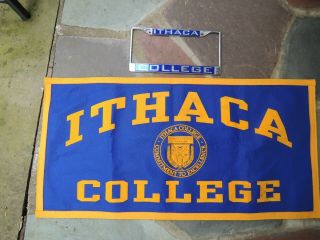 Ithaca College Wool Felt Banner/pennant - 17 X 35 In - Plus License Plate Frame