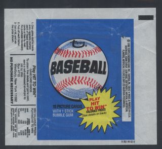 1980 Topps Baseball Wax Pack Wrapper 690739