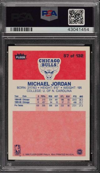 1986 Fleer Basketball Michael Jordan ROOKIE RC 57 PSA 8.  5 NM - MT,  (PWCC) 2