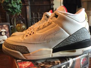 1994 Michael Jordan Autographed Nike Air Jordan 3 White Cement Shoes Size 13
