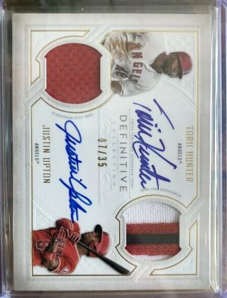 2019 Topps Definitive Torii Hunter/justin Upton Dual Autograph Patch Relic 07/35