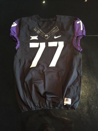Game Worn Nike Tcu Horned Frogs Football Jersey 77 Size 48.