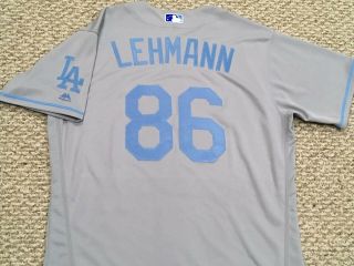 Lehmann Size 46 86 2017 Fathers Day La Dodgers Game Jersey Road Gray Mlb