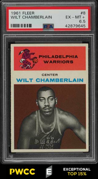 1961 Fleer Basketball Wilt Chamberlain Rookie Rc 8 Psa 6.  5 Exmt,  (pwcc - E)