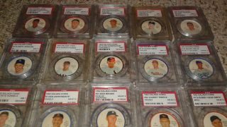1962 Salada Coin Almost Complete Set Vg/ex 233 Diff W/ Mantle Clemente,  15 Psa