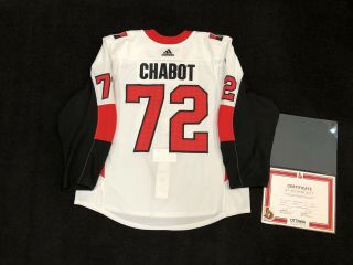 Ottawa Senators Game Worn 18/19 Nhl Authentic Mic Adidas Chabot Jersey 56