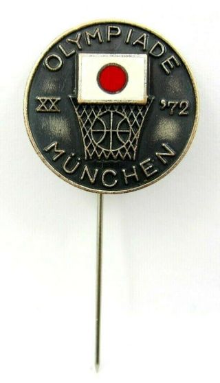 Munich 1972 Olympic Games Japan Noc Basketball Team Pin Badge Rare