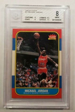 Michael Jordan 1986 - 87 Fleer 57 Rookie Card Bgs 8 Nm - Mt Rc Near To