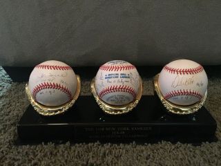 York Yankees Autographed 1998 World Series 3 Ball Set With