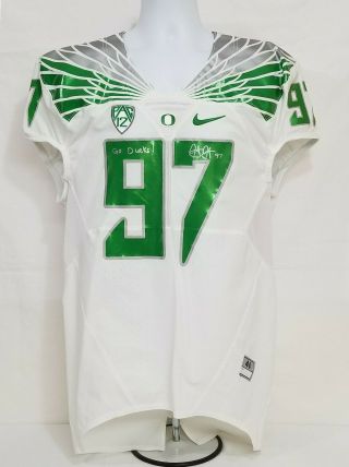 Oregon Ducks Team Issued Nike Game Worn Football Jersey 97 Jelks Auto Men 