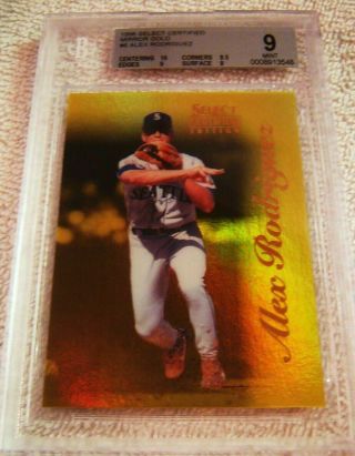 Alex Rodriguez 1996 Select Certified Mirror Gold 6 Only 30 Produced Bgs 9 Pop 2
