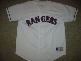 Texas Rangers Russell Athletic Mlb Baseball Jersey Xl White Team Sewn Vintage