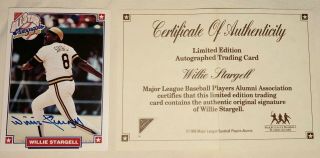 Willie Stargell 1993 Nabisco As Autographs Signed Card W/cert Of Authenticity
