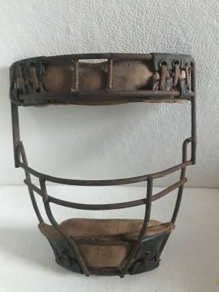 Antique Baseball Catcher ' s Mask and Spalding Glove - Early No Snaps - Stitched 2