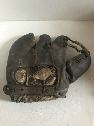 Antique Baseball Catcher ' s Mask and Spalding Glove - Early No Snaps - Stitched 5