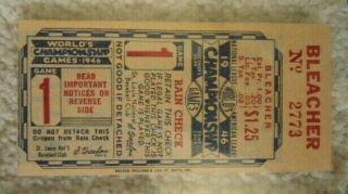1946 World Series Ticket Stub St.  Louis Cardinals Vs.  Boston Red Sox Game 1