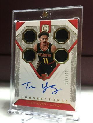 Trae Young 2018 - 19 Panini Cornerstones Rookie On - Card Auto /199