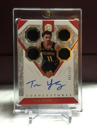 Trae Young 2018 - 19 Panini Cornerstones Rookie ON - CARD Auto /199 2