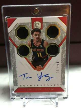 Trae Young 2018 - 19 Panini Cornerstones Rookie ON - CARD Auto /199 3