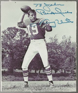 Baltimore Colts Johnny Unitas Autograph Signed 8x10 B&w Photo