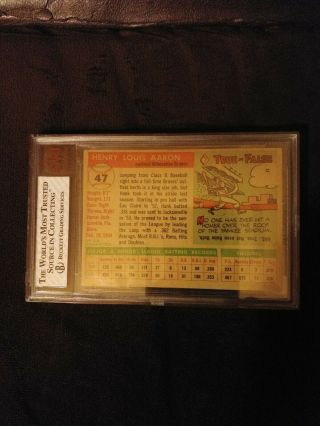 1955 Topps Hank Aaron Milwaukee Braves 47 Baseball Card.  BVG 4.  5 3