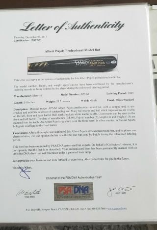 2009 Albert Pujols Game Signed Bat PSA/Steiner MVP Season 9