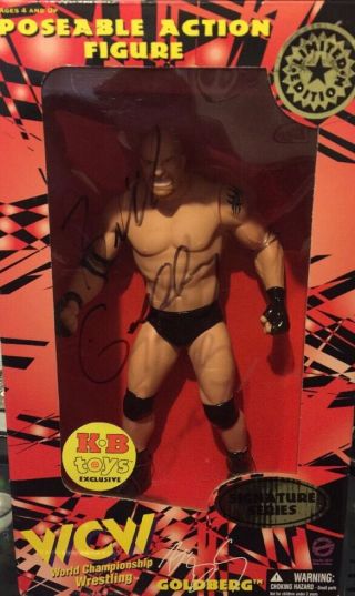 Goldberg 12 Inch Tall Limited Edition Poseable Wcw Action Figure W Signed Box